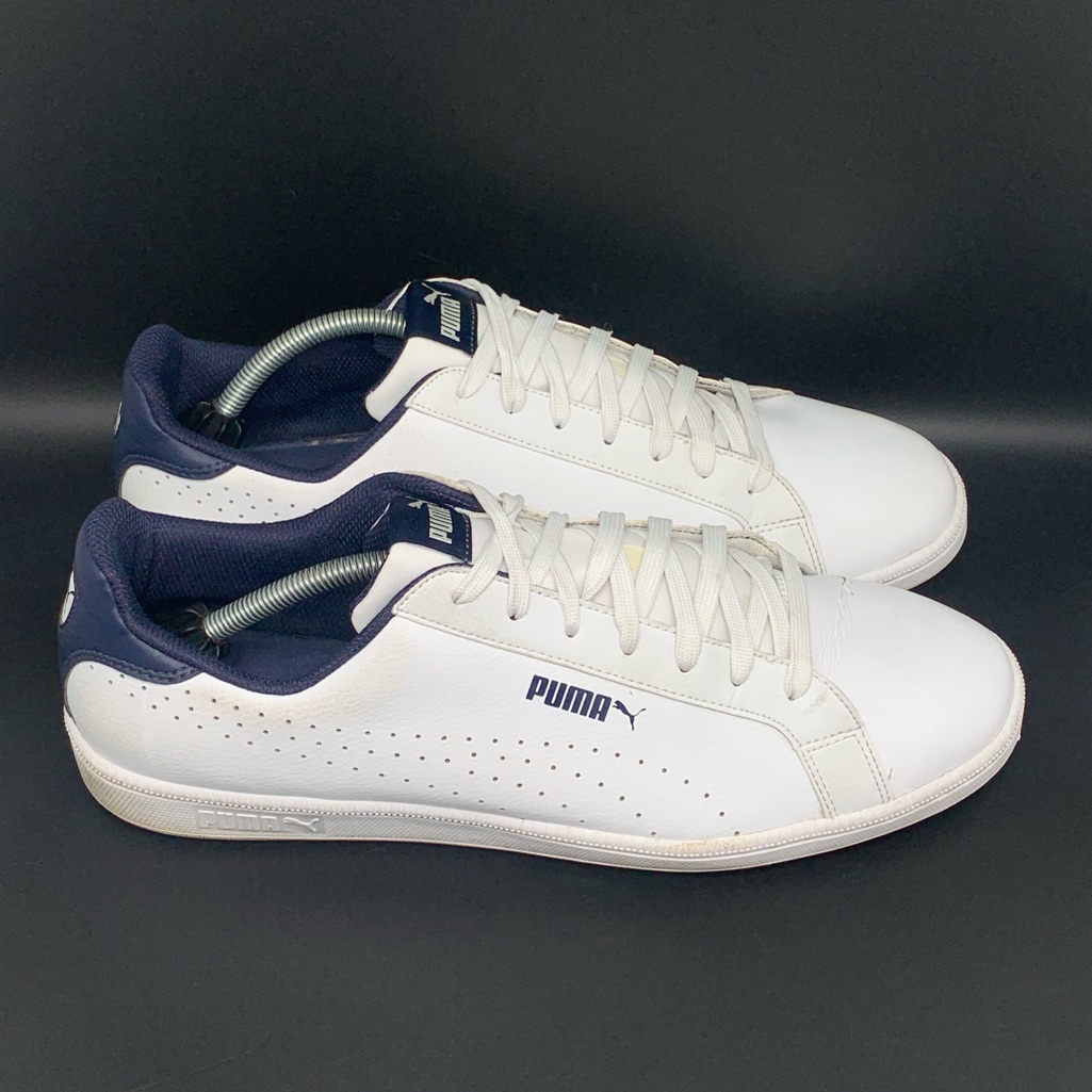 Puma Smash Perforated White Leather Shoes Men's Sz 13